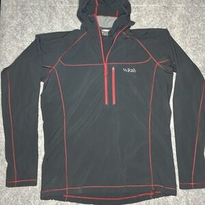 Rab Mens Boreas Pull-On Base Layer Half Zip Hooded Jacket Hoodie Large Dark Grey